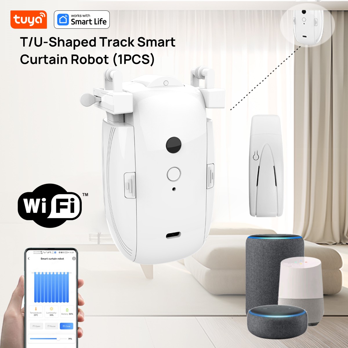 Smart Home Hub Matter - Tuya Smart WiFi Curtain Robot com
