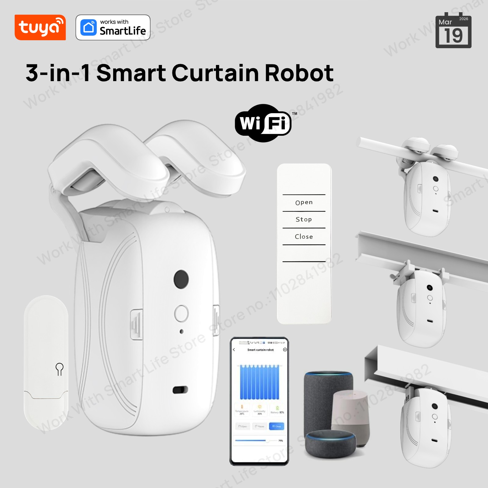 Smart Home Hub Matter - 1/2 Unidades Robô de Cortina Inteligente