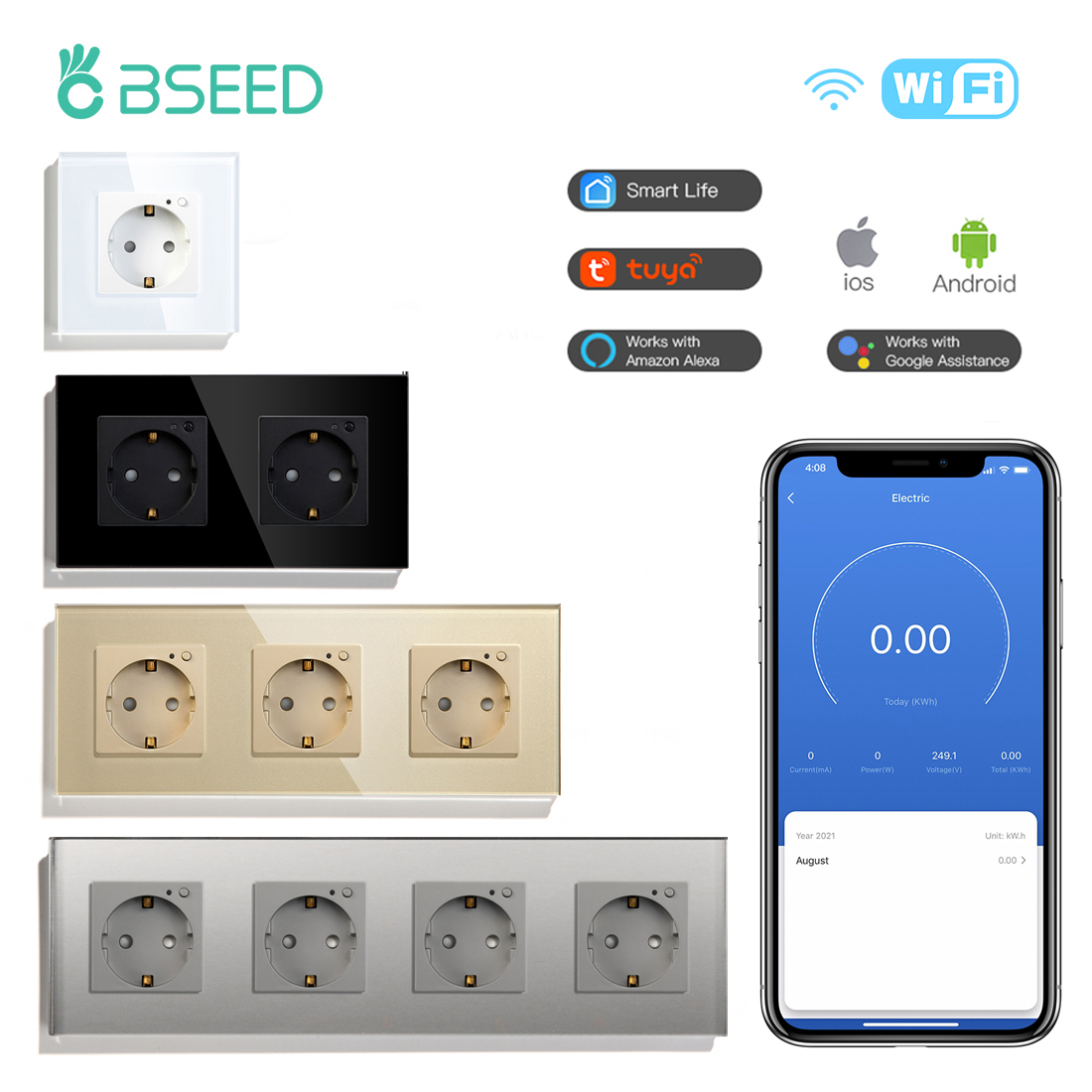 Smart Home Energy Monitor - Bseed ue elétrica wifi tomada de