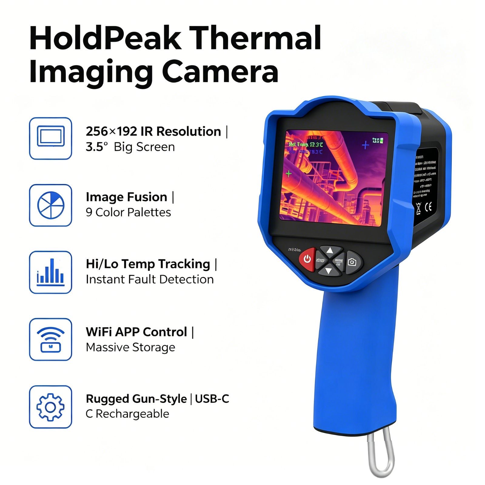 Smart Home Hvac - Câmera Termográfica HoldPeak 256x192 IR 50mK