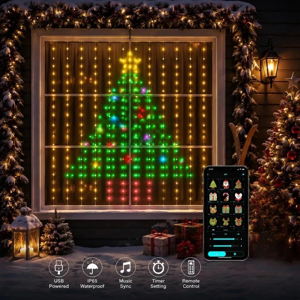 Cortina de Luzes LED de Natal  - Smart Home App avaliação e preço