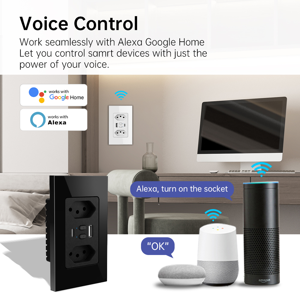 Tomada Inteligente Wi-Fi MANHO - Smart Home Gadgets avaliação e preço